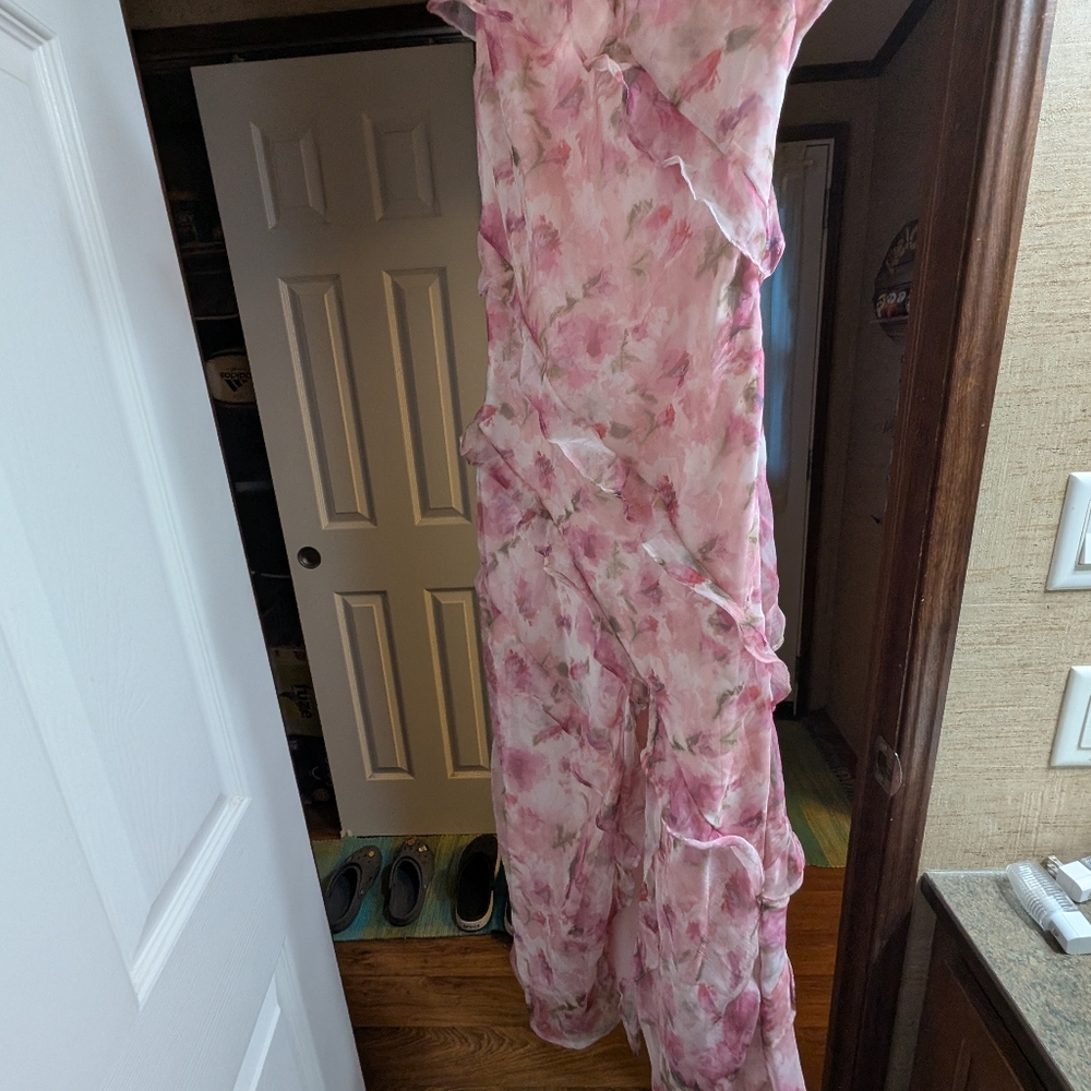 Lulu's Pink Floral Ruffled Slip Dress - Picture 7 of 13